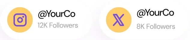 Two social accounts logo for Instagram and X with the number of followers for each.